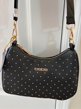 bebe Black Crossbody Bag with Gold Studs